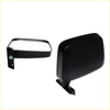 Black plastic door mirror side-view assembly with rectangular glass and mounting bracket for Nissan Datsun 120Y ute