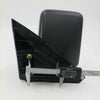 Black plastic truck side mirror with sturdy angular housing and curved reflective surface for mitsubishi l200 triton 1986-1996