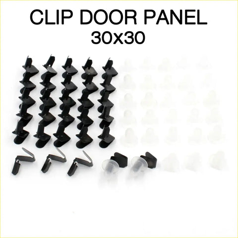 Black plastic door panel clip set 30x30 for Mazda 808 R100 RX2 RX3 RX4 1000 1200 showing back side components