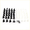 Black and translucent plastic door panel clips arranged in rows for Nissan Datsun Bluebird 1963-1973 cars
