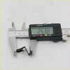 Black digital caliper measuring a 25.38 mm black metal door panel clip for nissan datsun bluebird 1963-1973