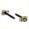 Black and gold metal door stopper 2pcs with mounting plates for Toyota Hilux LN RN85 RN90 1988-1997 back side view