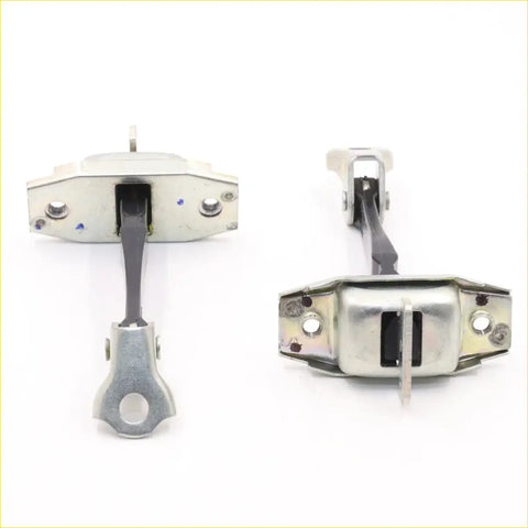 Silver metal car door stopper latch with black rubber pull cord for toyota hilux 2004-2015 back side view