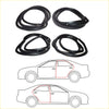 Black rubber door weatherstrip seals for nissan datsun sunny sentra b12 sedan 1987-1990 shown from the back side