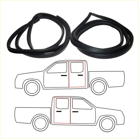 Black rubber door weatherstrip seal strips for toyota hilux rn10 2d ute 1968-1972 shown from the back side