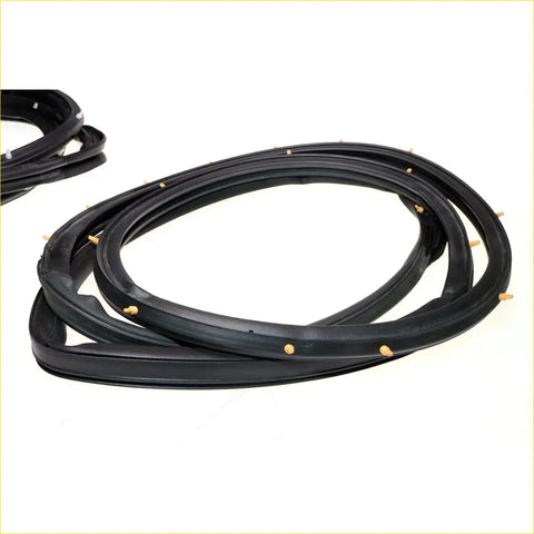 Black rubber door weatherstrip seal strips with gold metal fasteners for nissan sentra sunny b13 sedan 1990-1994