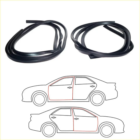 Black rubber weather stripping seals for nissan datsun sunny coupe b110 kb110 with application diagrams shown coiled