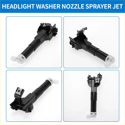 Driver side black plastic headlight washer nozzle sprayer jet with white caps for toyota prius xw30 2009-2015