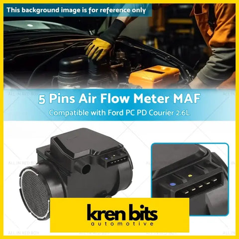 Black plastic 5 pin air flow meter maf with meshed intake port and blue indicator lights for ford pc pd courier 2.6l