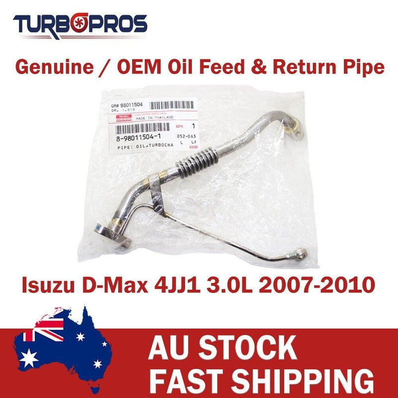 Isuzu D-Max 4JJ1 3.0L 2007-2010 Genuine Turbo Charger Oil Feed & Return Pipe