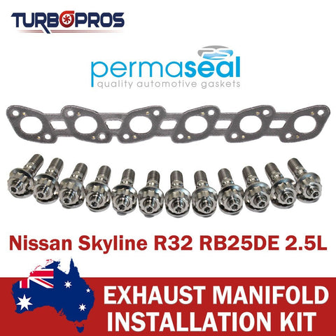 Nissan Skyline R32 2.5L Permaseal Exhaust Manifold Titanium Stud&Gasket Kit