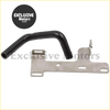 Black rubber hose with metallic bracket attachment in egr valve cooler delete kit for dodge ram 2500 6.7l back side view