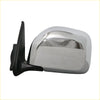 Electric door mirror lhs for toyota hilux 4wd 1997-2005 with chrome finish and black plastic bracket shown from the back side