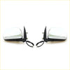 Pair of black and chrome electric door mirrors with integrated wiring for toyota hilux 2005-2012 shown from back side