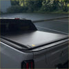 Black electric roller shutter tonneau cover with textured surface and yellow warning label for ldv terron 9 pickup