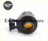 Black plastic electrical diesel blow off valve with amber lens and horn for diesel dump use outside