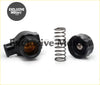 Black plastic electrical diesel blow off valve with metallic spring and threaded housing for diesel dump use