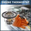 Silver engine coolant thermostat for toyota 4runner 3.4l with brass valve and black rubber seal in orange glove