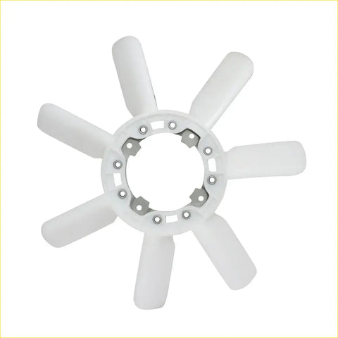White plastic engine cooling fan blade with eight curved blades and metal bolts for toyota hilux 4runner 1988-1997
