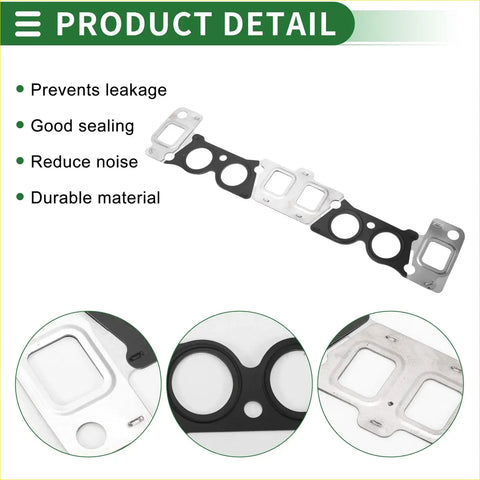 Black and silver engine intake manifold gasket for Toyota Town 1998-2007 with reinforced metal plates and rubber seals
