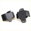 Black rubber engine mount brackets with molded plastic reinforcements and mounting holes for nissan d21 2.5l 1986-1999