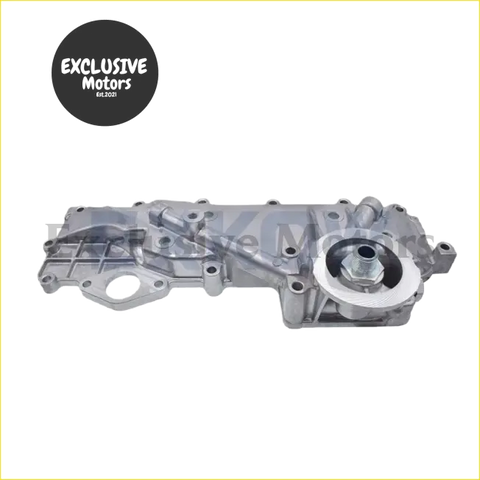 Silver metallic engine oil cooler pan with circular threaded opening and bolt holes for ford courier mazda bounty 1999-2006