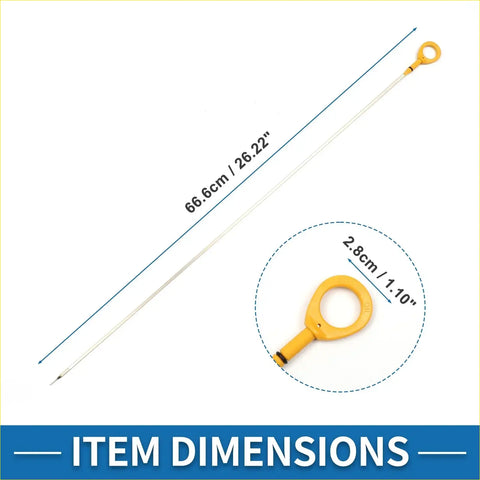 Yellow plastic handle engine oil dipstick with slender metal stick for Toyota Land Cruiser 2016-2023