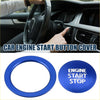 Blue metallic engine start stop button cover with engraved text for toyota alphard 30 series 2015-2023