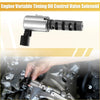 Silver metallic engine variable valve timing control solenoid with black connector and threaded end for toyota avalon