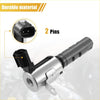 Silver and black engine variable valve timing control solenoid with metallic body and plastic connector for Toyota Avalon