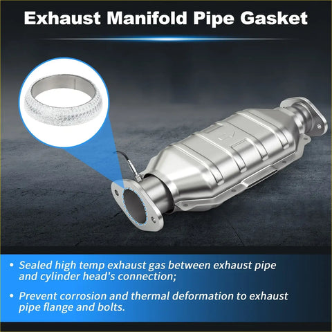 Silver metallic exhaust pipe flange gasket with textured reinforced inner ring for high-temp sealing on toyota models