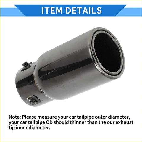 Shiny black chrome exhaust tip with cylindrical shape and two bolts for toyota land cruiser prado 150 inlet back view