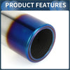 Shiny blue titanium exhaust tip with perforated black mesh interior for toyota land cruiser 150 prado back side view