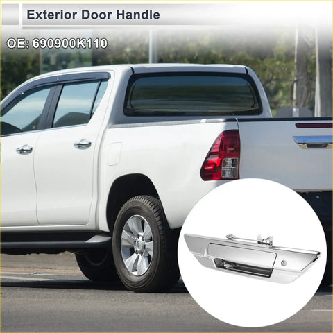 Chrome finished exterior door tailgate handle for toyota hilux revo 2015-2023 with sleek integrated pull mechanism
