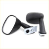 Black plastic exterior fender mirror x2 with chrome mounting brackets for toyota hilux 1968-1983 shown from back side