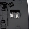 Back side of black plastic battery compartment housing with two silver terminals for dodge ram heated mirror glass