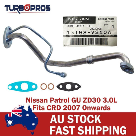 Nissan Patrol GU 3.0L CRD 2007- Genuine Turbo Oil Feed&Return Pipe+Gaskets