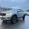 Silver ford ranger px2 2016-2018 with lychee texture 7-inch bolt on fender flare and black off-road wheels