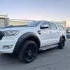 White ford ranger px2 with black lychee texture 7-inch bolt fender flares alloy wheels and chrome side mirror