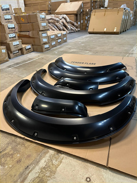 Black matte finished bolt style fender flares for ford ranger 2022+ new ranger xlt sport customization