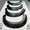 Black matte finish fender flares with rugged angular design and bolt style mounting holes for toyota hilux vigo 2005-2012