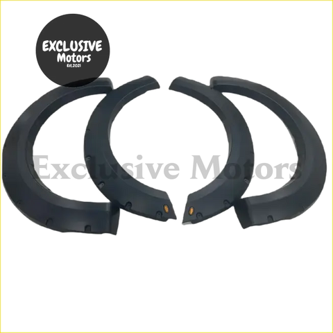 Black plastic fender flares for ford f-150 2018-2023 with matte finish and integrated mounting points visible from back side