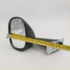 Black plastic fender mirror for mazda with silver reflective surface and metallic mounting bracket shown from back side