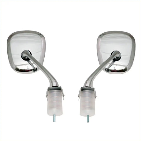 Pair of chrome fender mirror set side mirrors with rounded rectangular glass and translucent mounts for nissan cedric