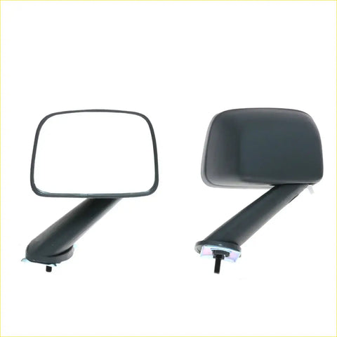 Black plastic fender mirror x2 with rectangular reflective surface and curved housing for toyota hilux 1972-1997