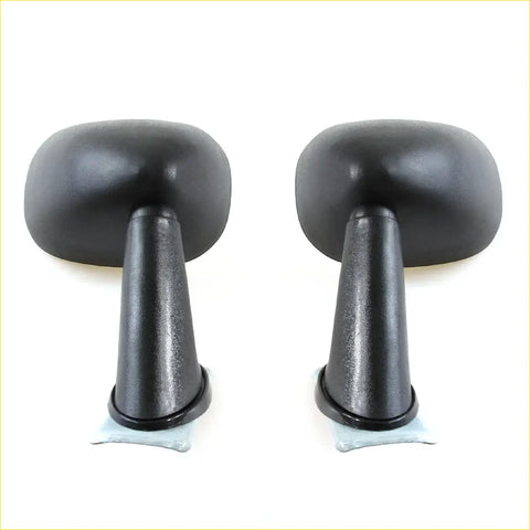 Black glossy finished fender mirrors set with smooth rounded housing and textured stems for datsun nissan b310 cars