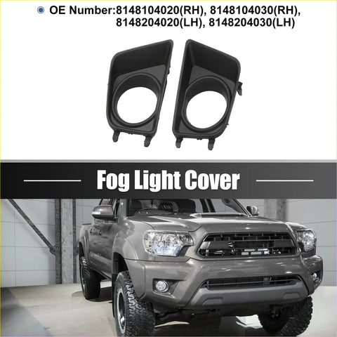 Black plastic fog light grille covers for toyota tacoma 2012-2015 with 2 lights shown from back side