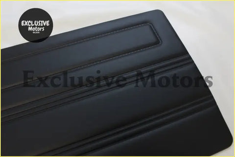 Black leather ford escort mk1 front door panels with stitched detailing and rectangular cutout for mexico rs2000 2 door pair