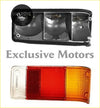 Backside view of a black and chrome ford escort mk2 three-light rear tail light lens with red amber and clear sections