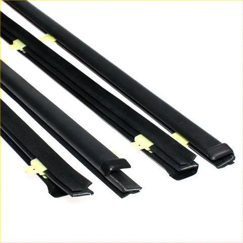 Black rubber fr rr door belt moulding strips with yellow plastic clips for toyota 4runner hilux surf n130 ln135 double cab